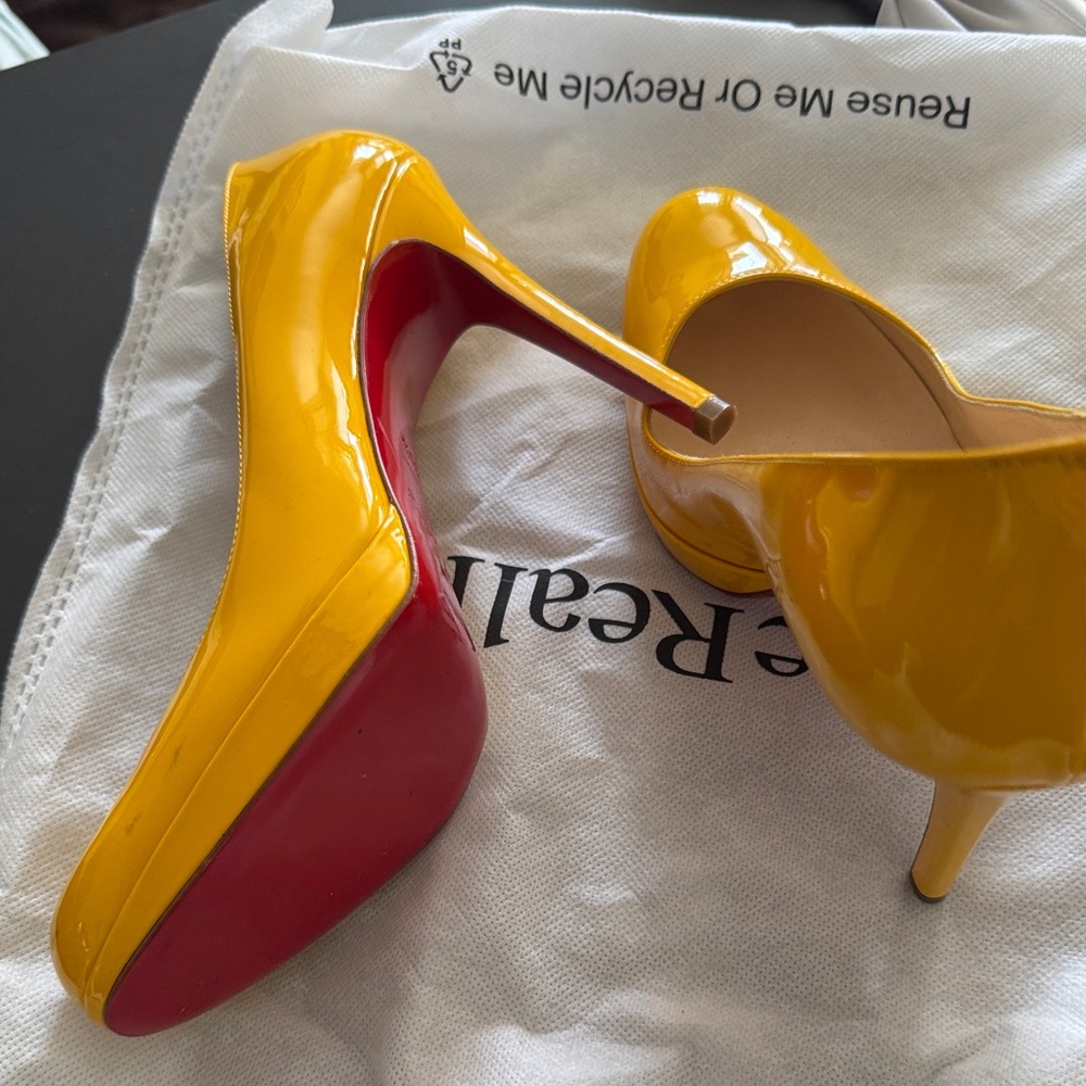 Christian Louboutin Yellow Heels with Red Soles